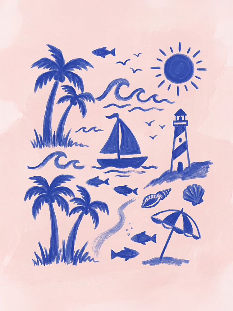 Coastal Summer Illustration art print by Mathieu for $57.95 CAD