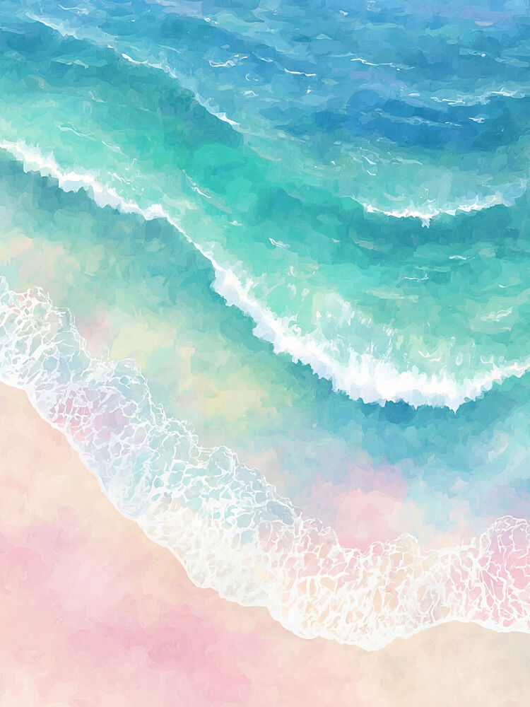 Beach and Sea art print by Mathieu for $57.95 CAD