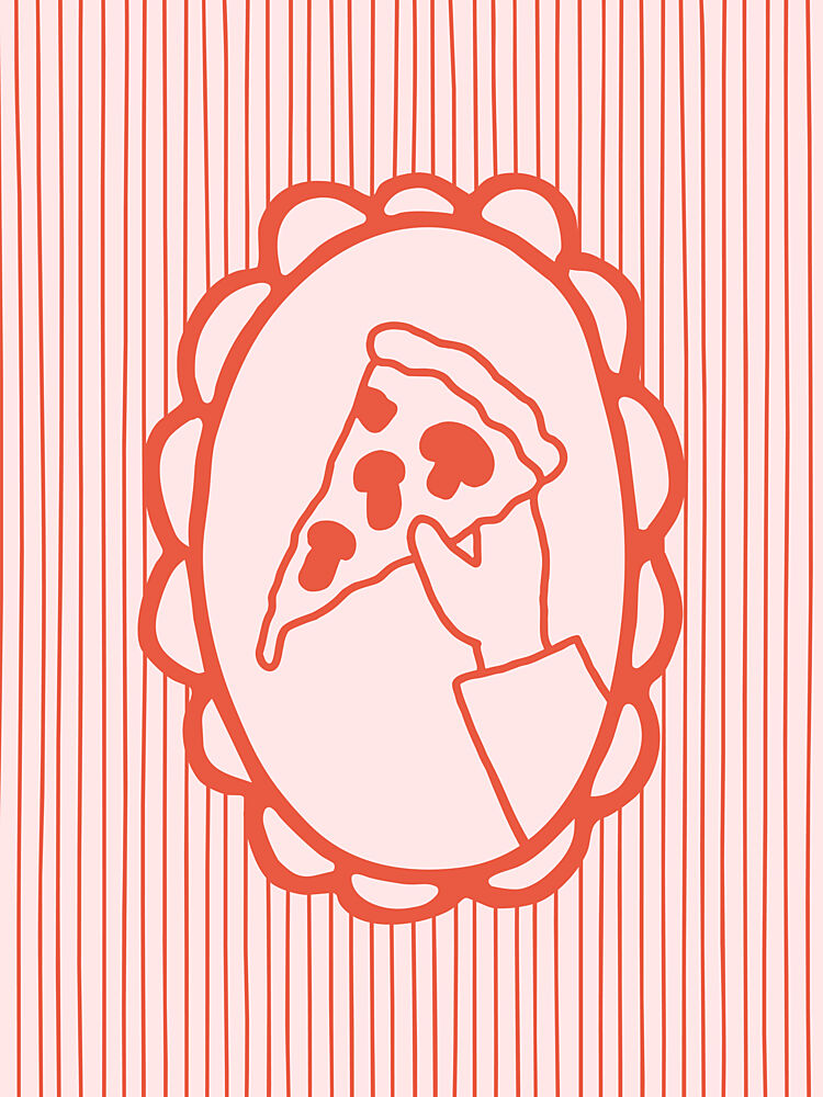 Retro Pizza Hand art print by Mathieu for $57.95 CAD