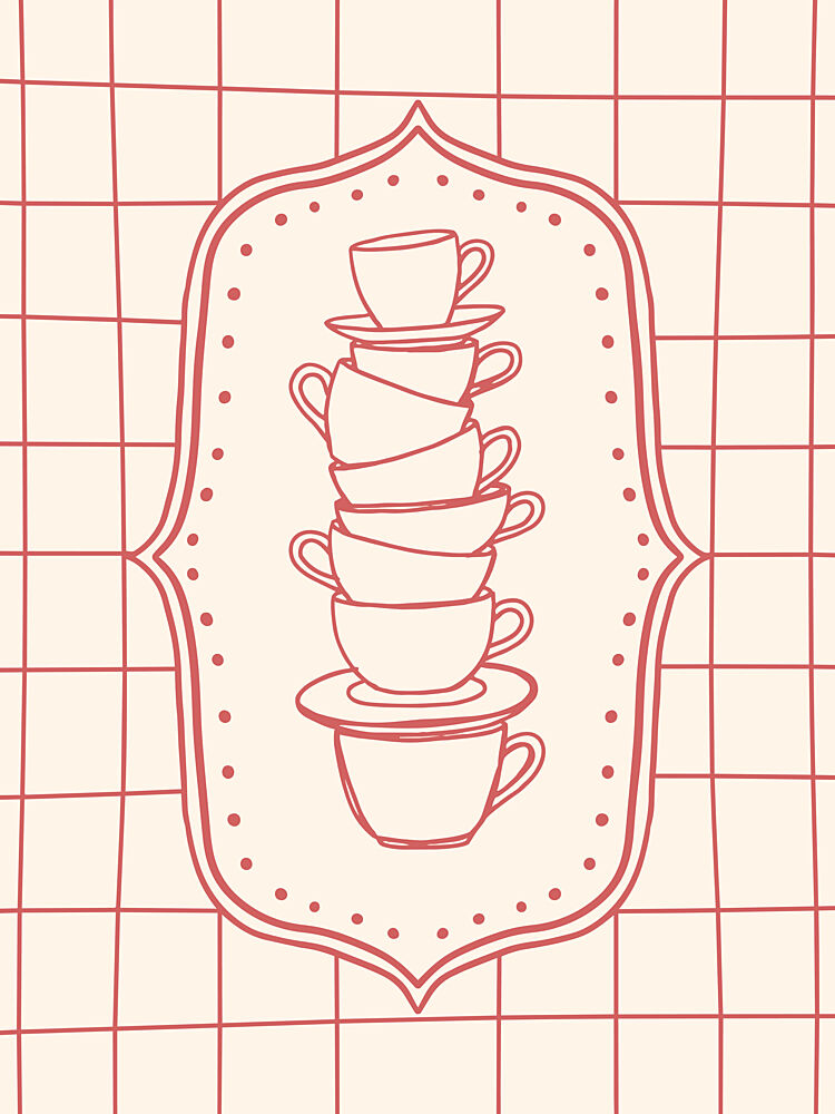 Whimsical Teacup Stack art print by Mathieu for $57.95 CAD