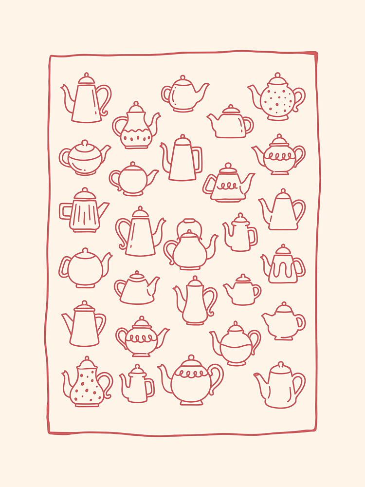 Teapots for Tea Time art print by Mathieu for $57.95 CAD