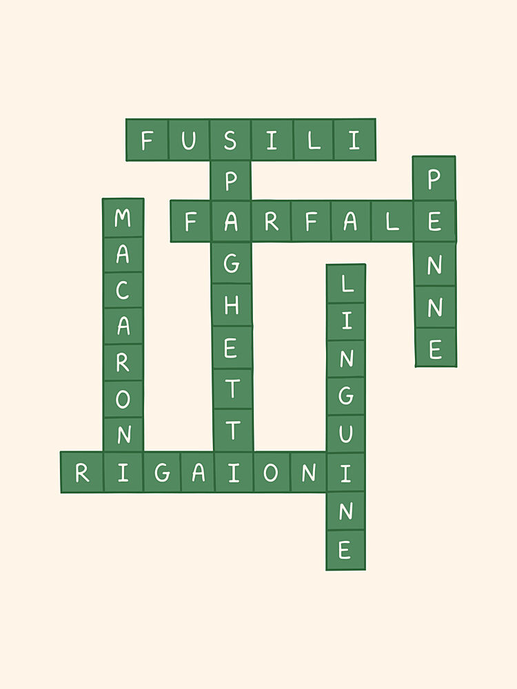 Italian Pasta Crossword art print by Mathieu for $57.95 CAD