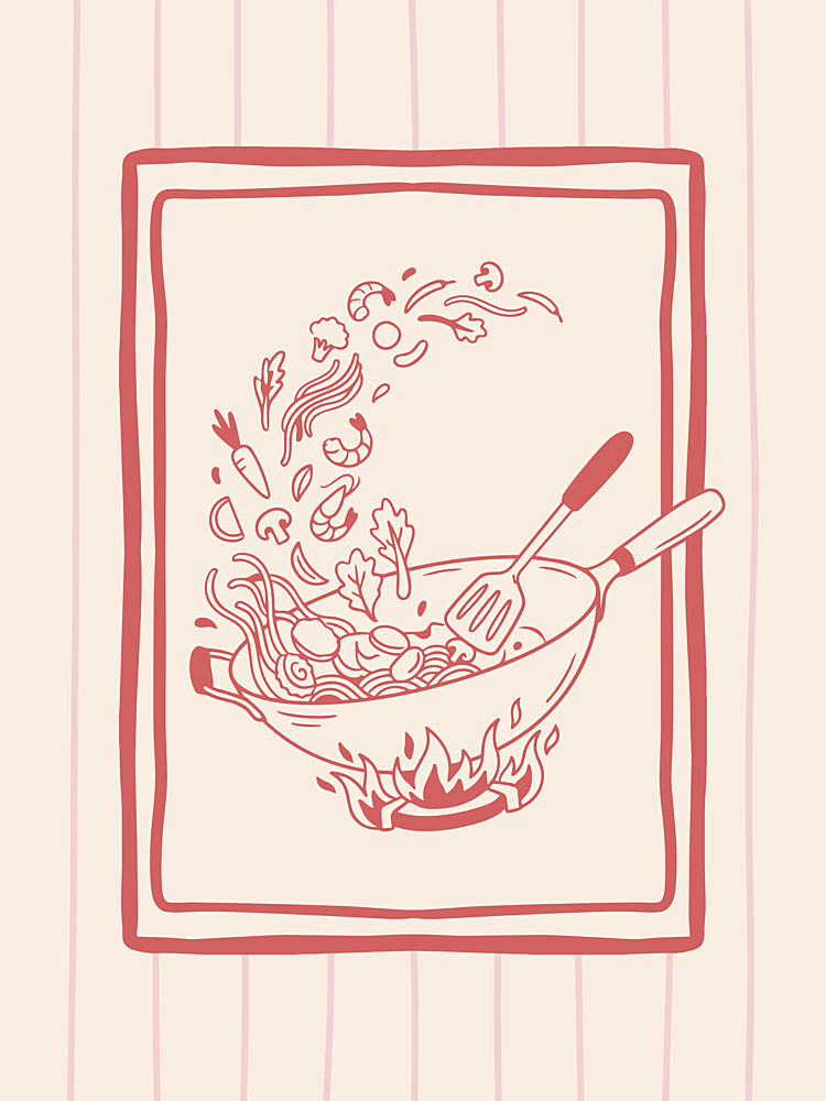 Dynamic Wok Cooking art print by Mathieu for $57.95 CAD