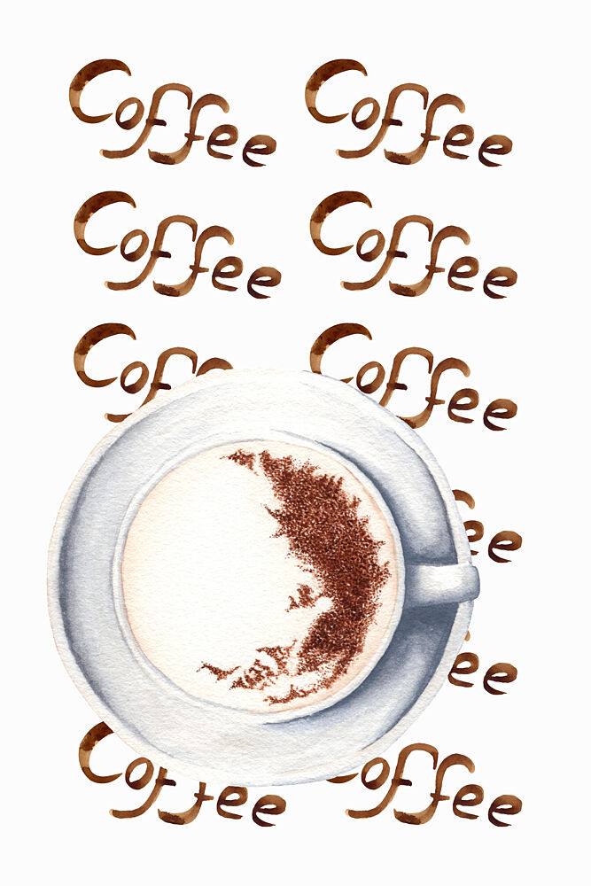 Coffee Cup Calligraphy art print by Saskia Michele for $57.95 CAD