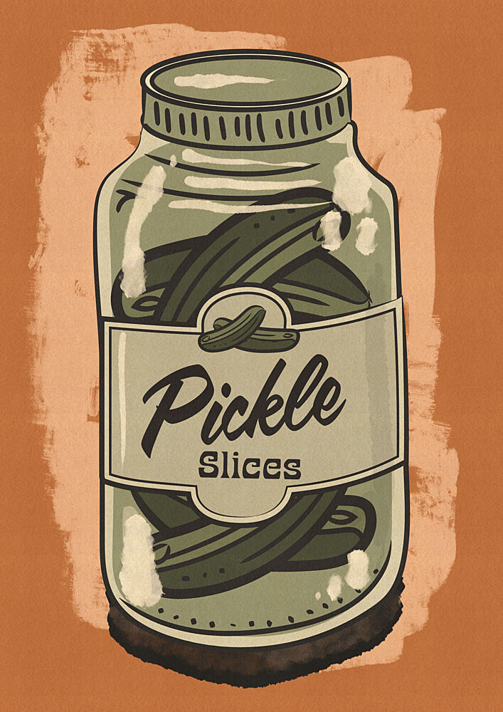 Vintage Pickle Jar art print by Nicholas for $57.95 CAD