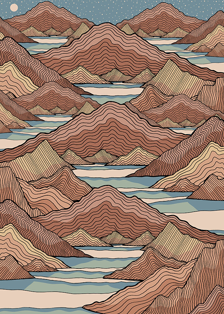 Moonlit Layered Mountains art print by Stephen Wade for $57.95 CAD