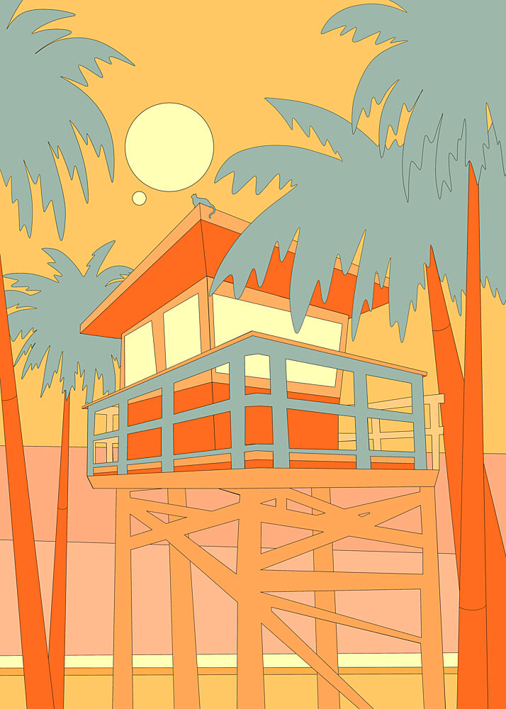 Tropical Beach Lifeguard Hut art print by Stephen Wade for $57.95 CAD