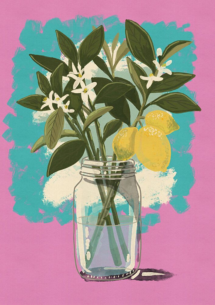 Lemon Blossoms in Jar art print by Nicholas for $57.95 CAD