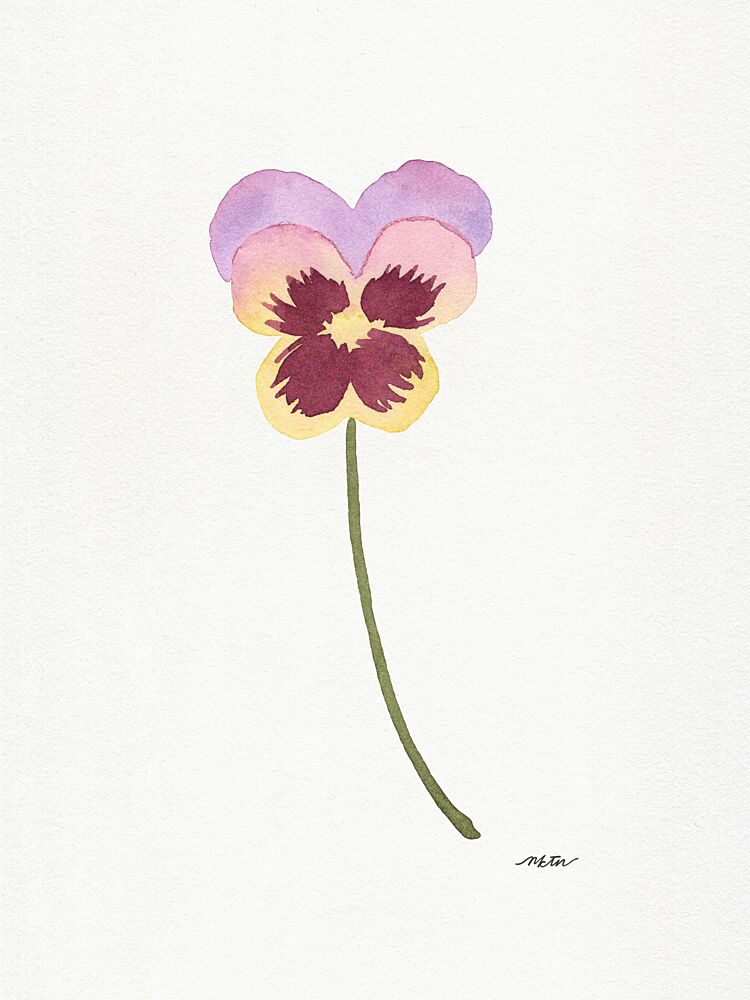 Vibrant Watercolor Pansy art print by Nktn for $57.95 CAD