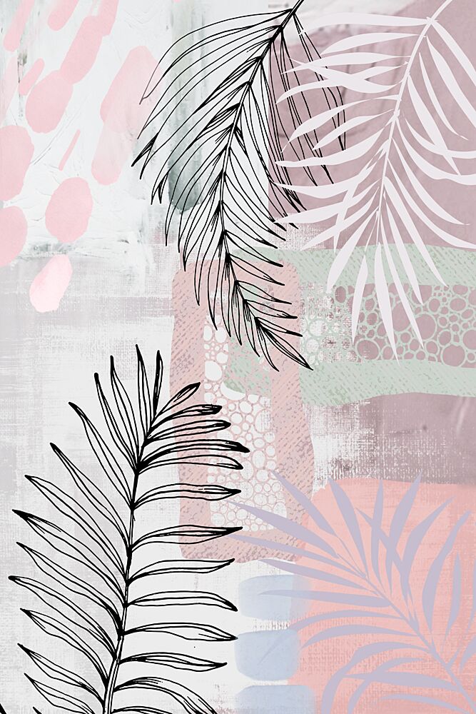 Pastel Palm Leaves art print by Sally Ann Moss for $57.95 CAD