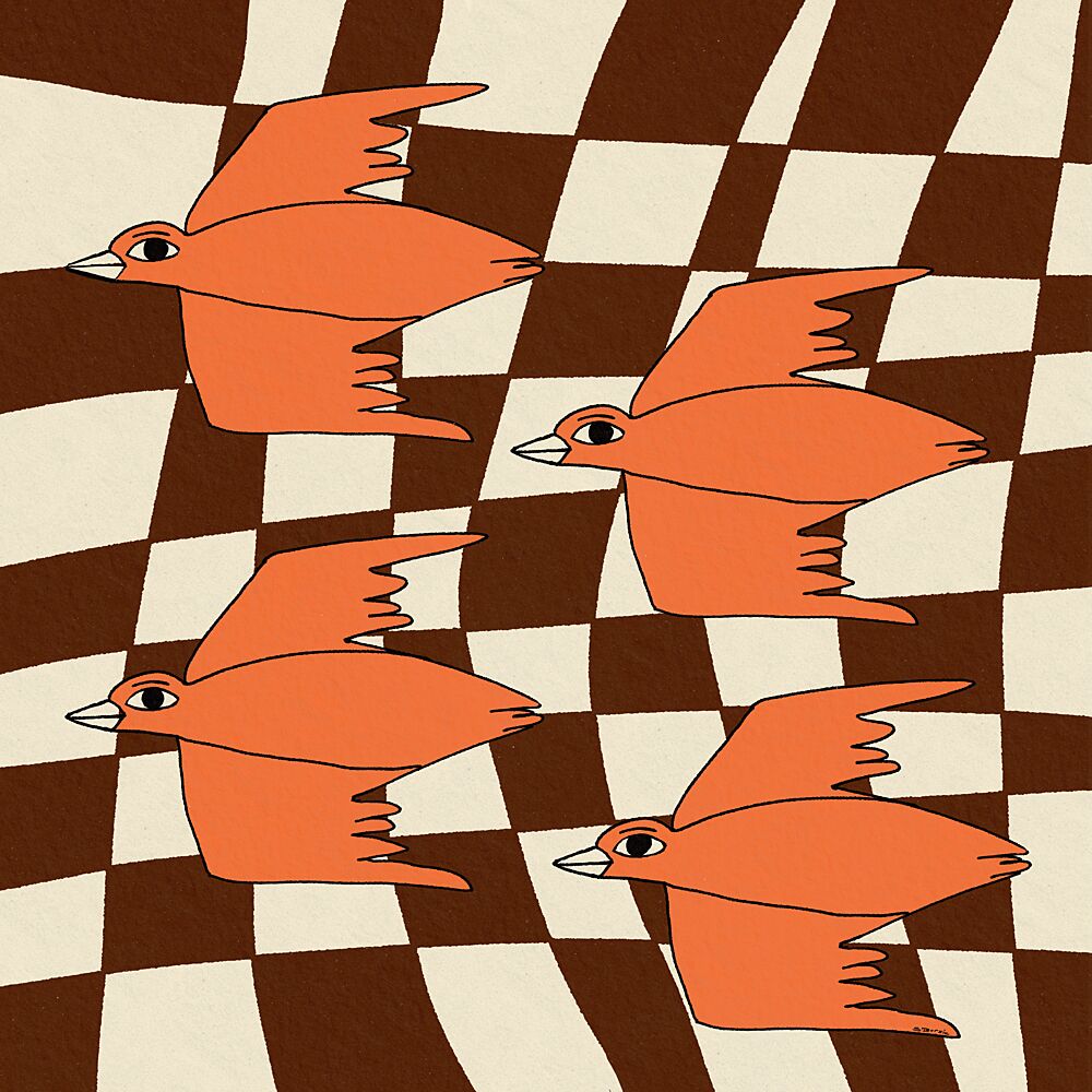 Birds over Wavy Checkers art print by Sharyn Bursic for $57.95 CAD