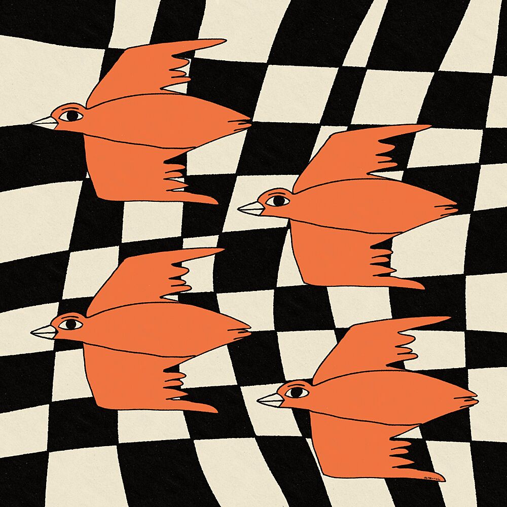 Flying Orange Birds art print by Sharyn Bursic for $57.95 CAD
