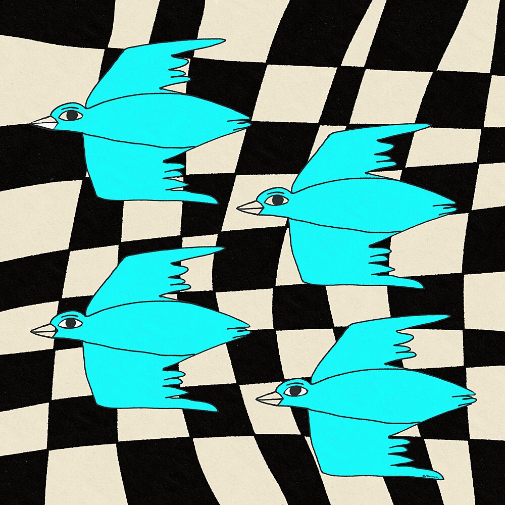 Tessellated Blue Birds Pattern art print by Sharyn Bursic for $57.95 CAD