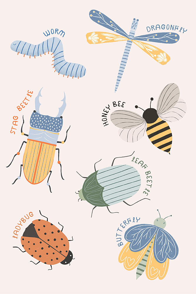Whimsical Insect Friends art print by Menina Lisboa for $57.95 CAD