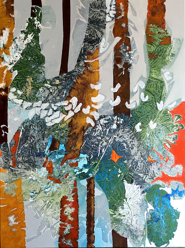 Vibrant Abstract Forest art print by Poovi Art for $57.95 CAD