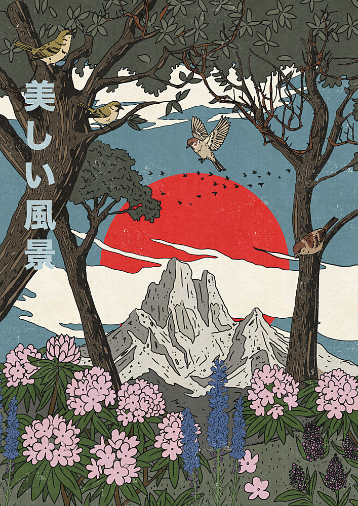 Beautiful Japanese Landscape art print by Nicholas for $57.95 CAD