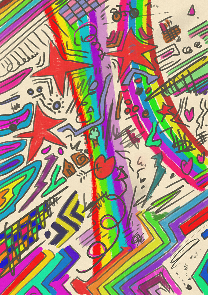 Vibrant Rainbow Doodles art print by Nicholas for $57.95 CAD