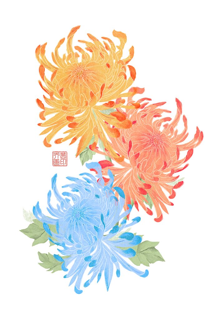 Vibrant Asian Chrysanthemums art print by Josie George for $57.95 CAD