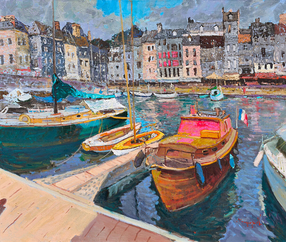 Colorful Harbor Boats art print by Alexander Shandor for $57.95 CAD