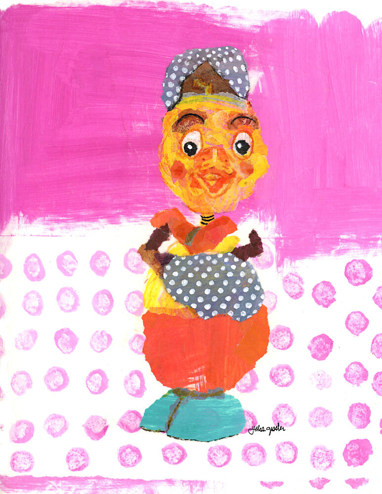 Whimsical Polka Dot Lady art print by Jules Gissler for $57.95 CAD