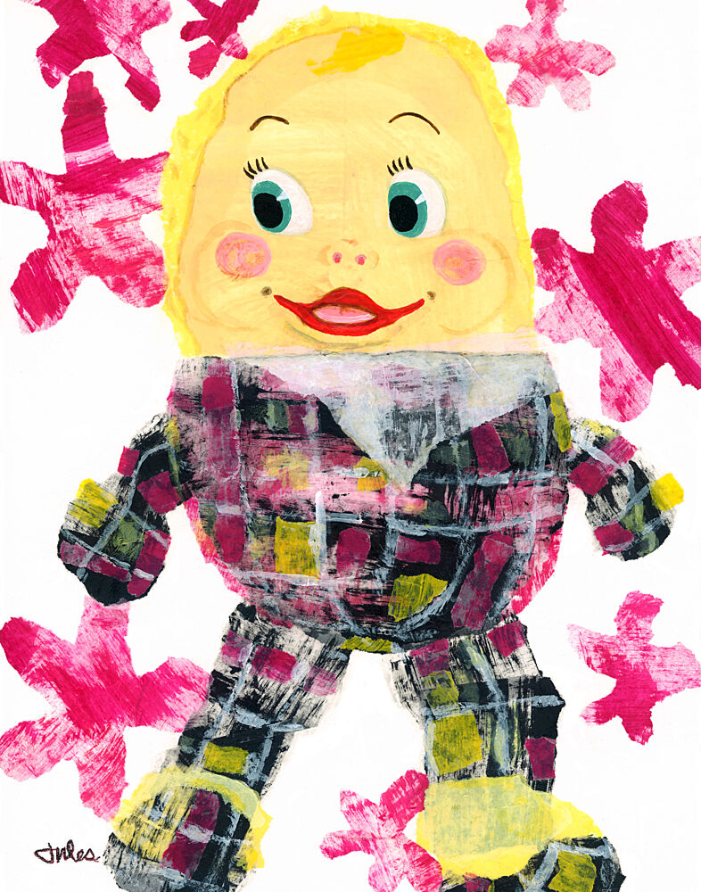 Happy Plaid Doll art print by Jules Gissler for $57.95 CAD