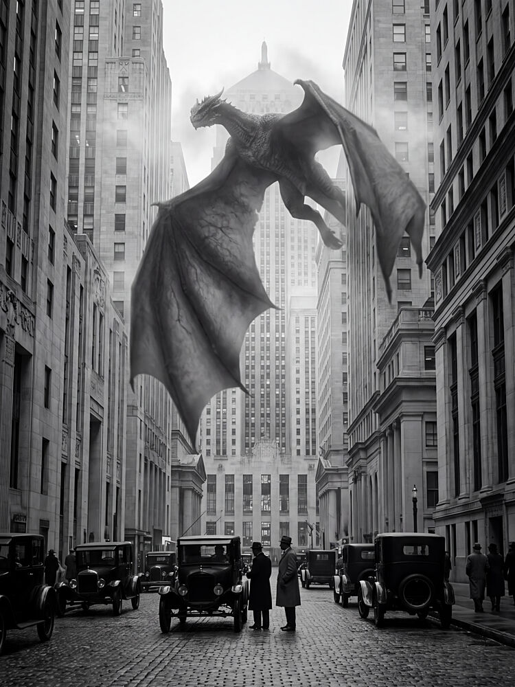 Dragon over Vintage City art print by Andreas Magnusson for $57.95 CAD