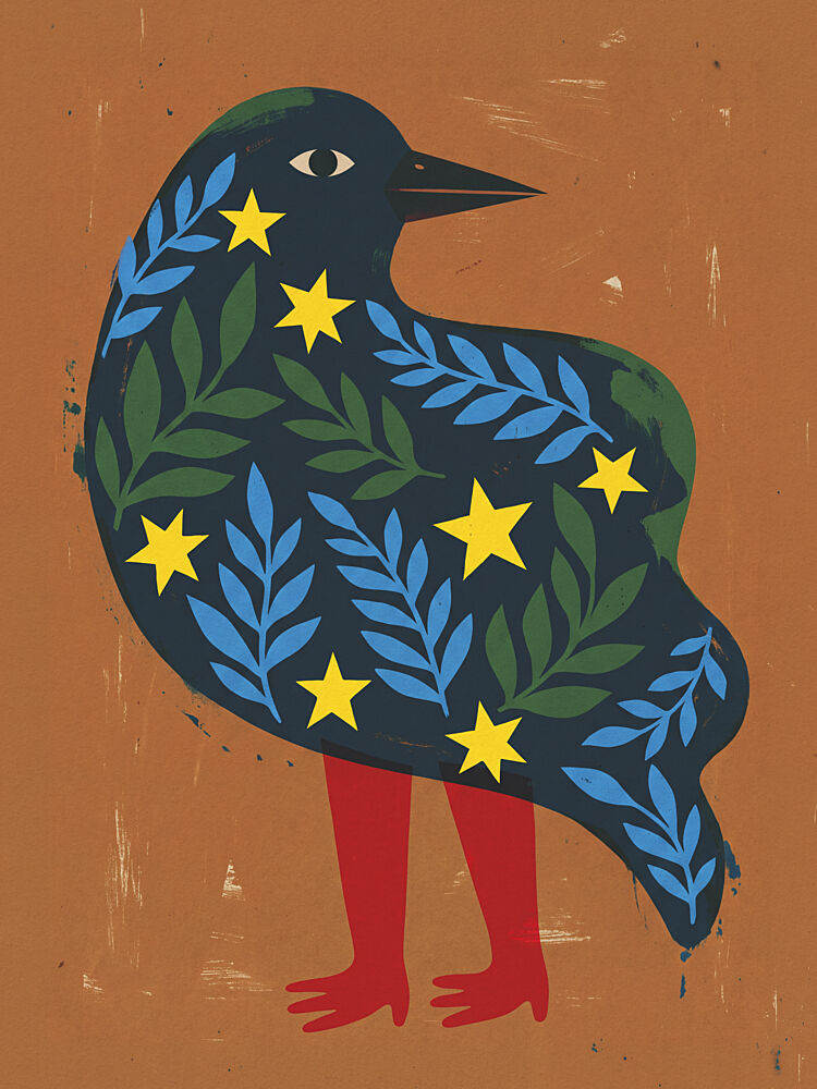 Leafy Star Bird art print by Andreas Magnusson for $57.95 CAD