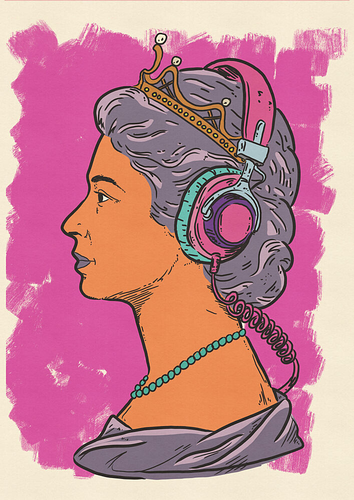 Regal with Headphones art print by Nicholas for $57.95 CAD