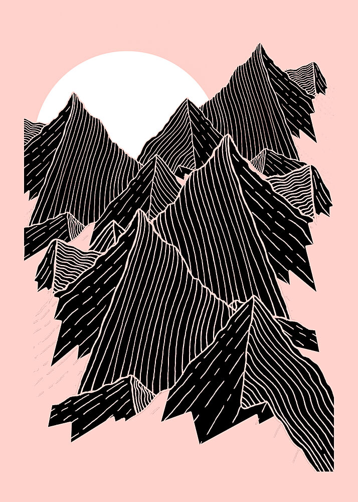 Geometric Pink Mountains art print by Stephen Wade for $57.95 CAD