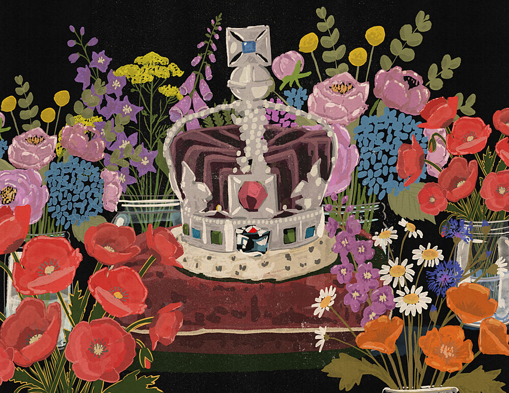 Royal Crown and Flowers art print by Nicholas for $57.95 CAD
