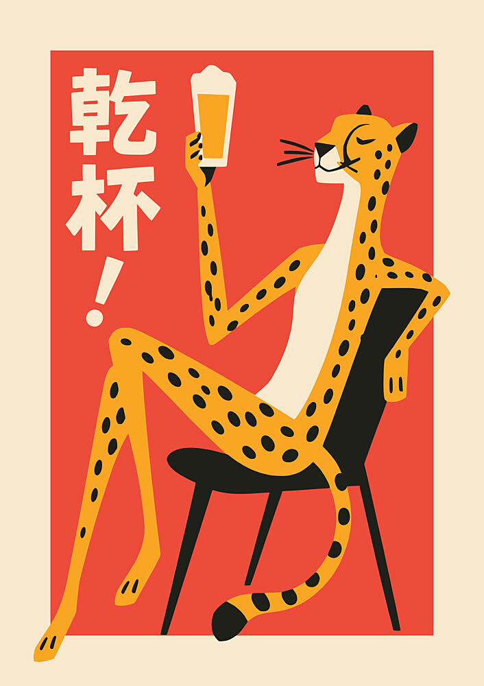 Cheers Cheetah art print by Patryk Krygowski for $57.95 CAD