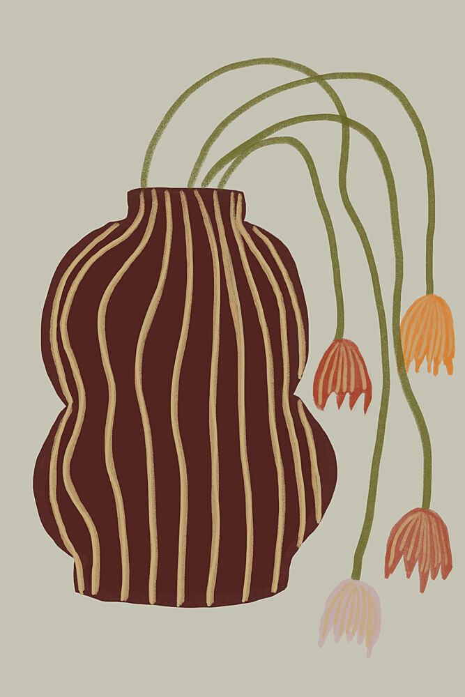 Striped Vase Drooping Flowers art print by The Art Concept for $57.95 CAD