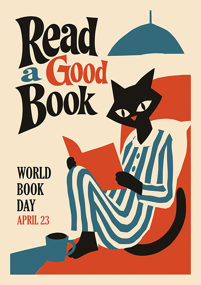 Cozy Black Cat Reading art print by Patryk Krygowski for $57.95 CAD
