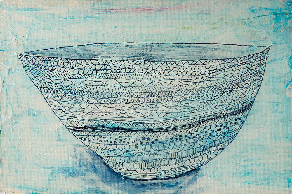 Doodle Blue Bowl art print by Dale Hefer for $57.95 CAD