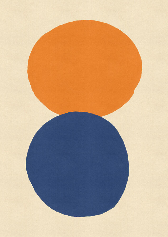 Balanced Orange Blue Circles art print by Nicholas for $57.95 CAD