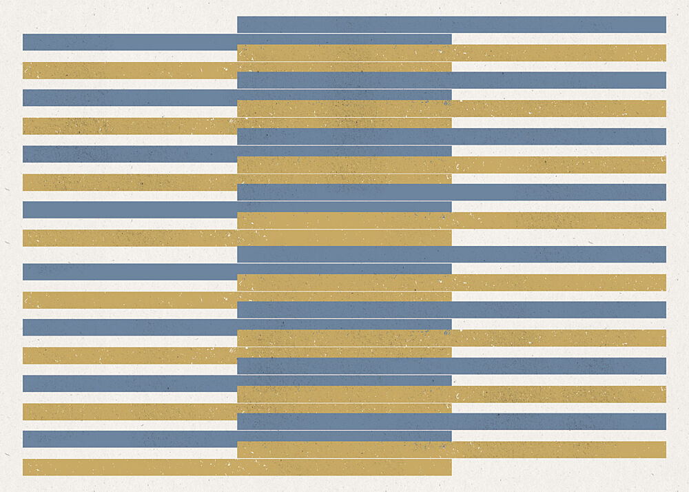 Golden Blue Stripes art print by The Miuus Studio for $57.95 CAD