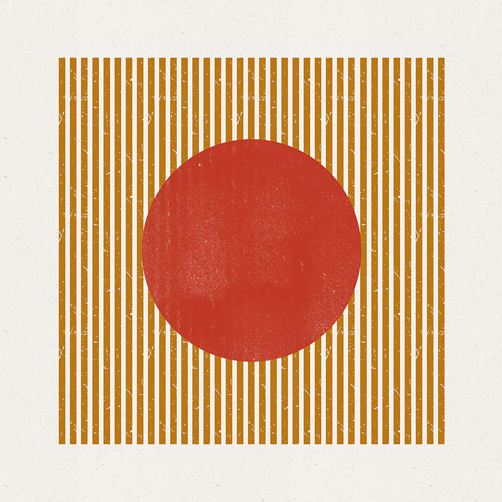 Red Circle Golden Stripes art print by The Miuus Studio for $57.95 CAD