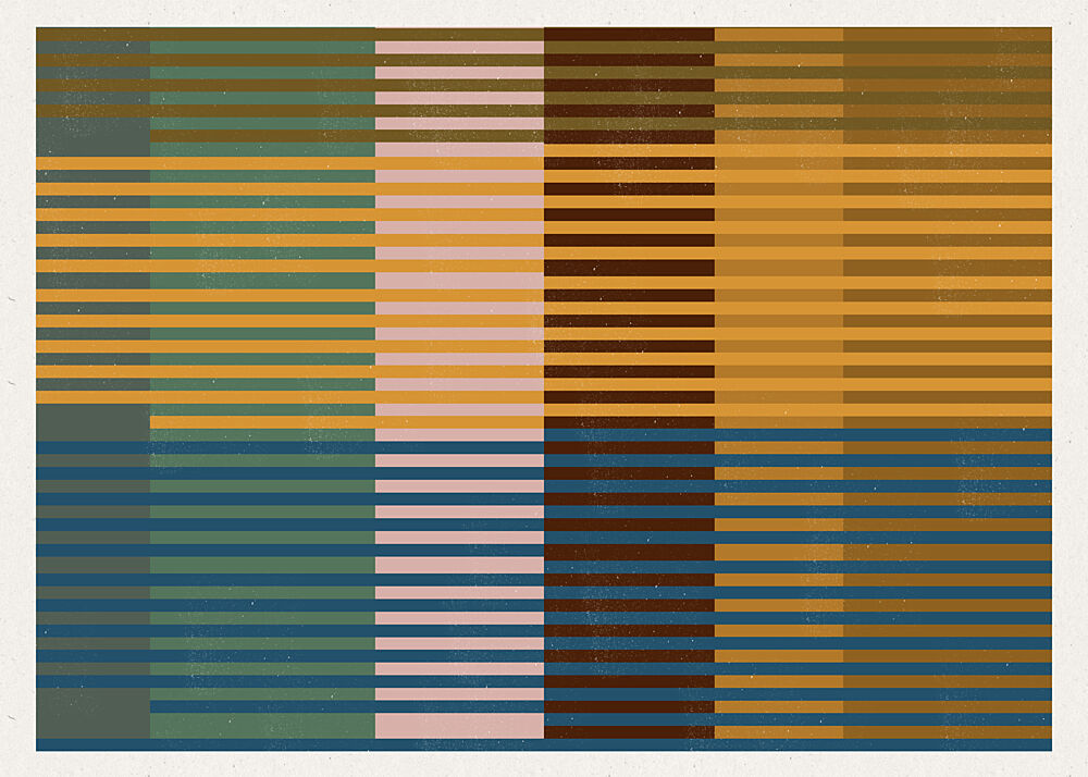 Abstract Striped Color Blocks art print by The Miuus Studio for $57.95 CAD