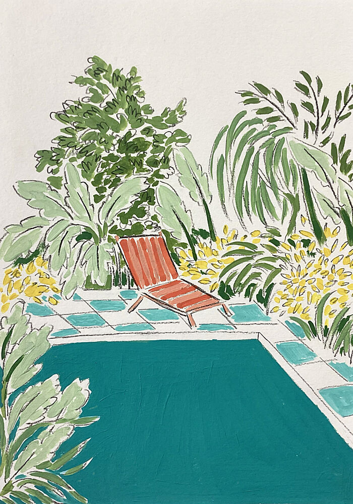 Relaxing Poolside Garden art print by Rushati Chowdhury for $57.95 CAD