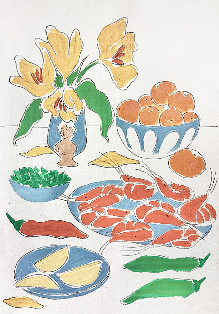Fresh Flowers and Feast art print by Rushati Chowdhury for $57.95 CAD