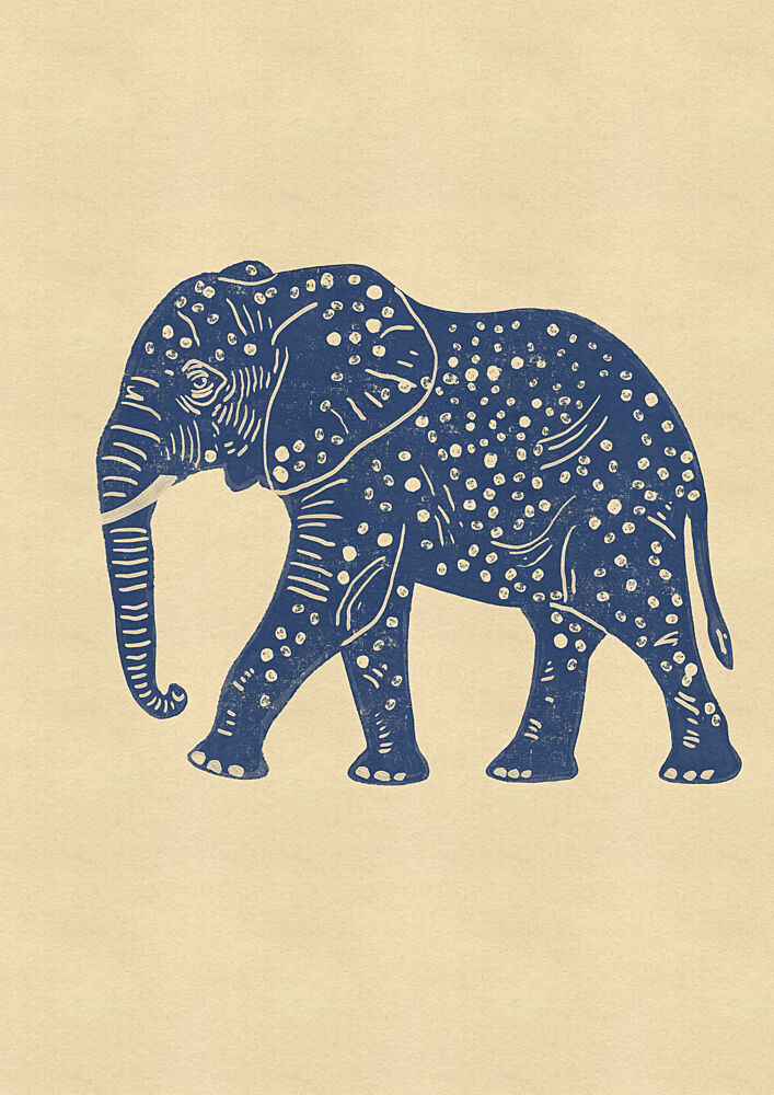 Blue Spotted Elephant art print by Nicholas for $57.95 CAD