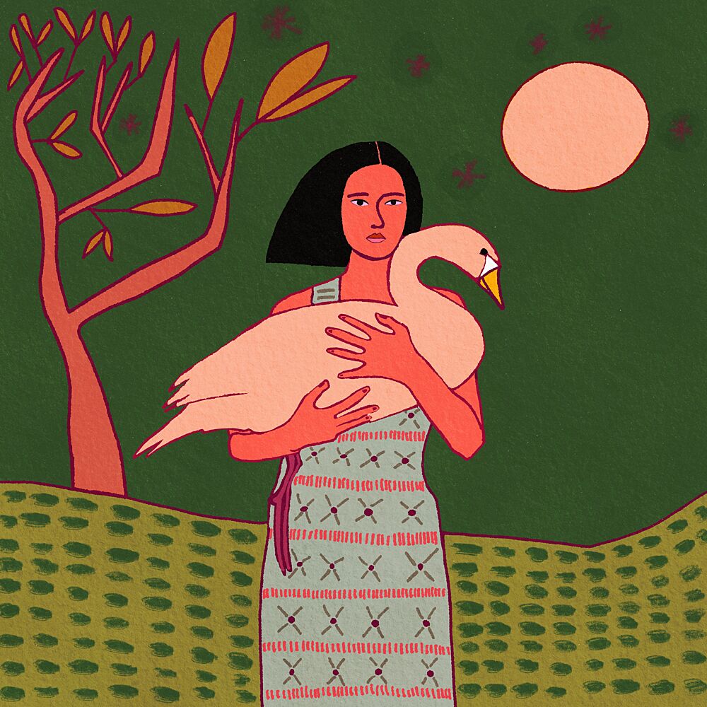 Moonlit Swan Embrace art print by Sharyn Bursic for $57.95 CAD