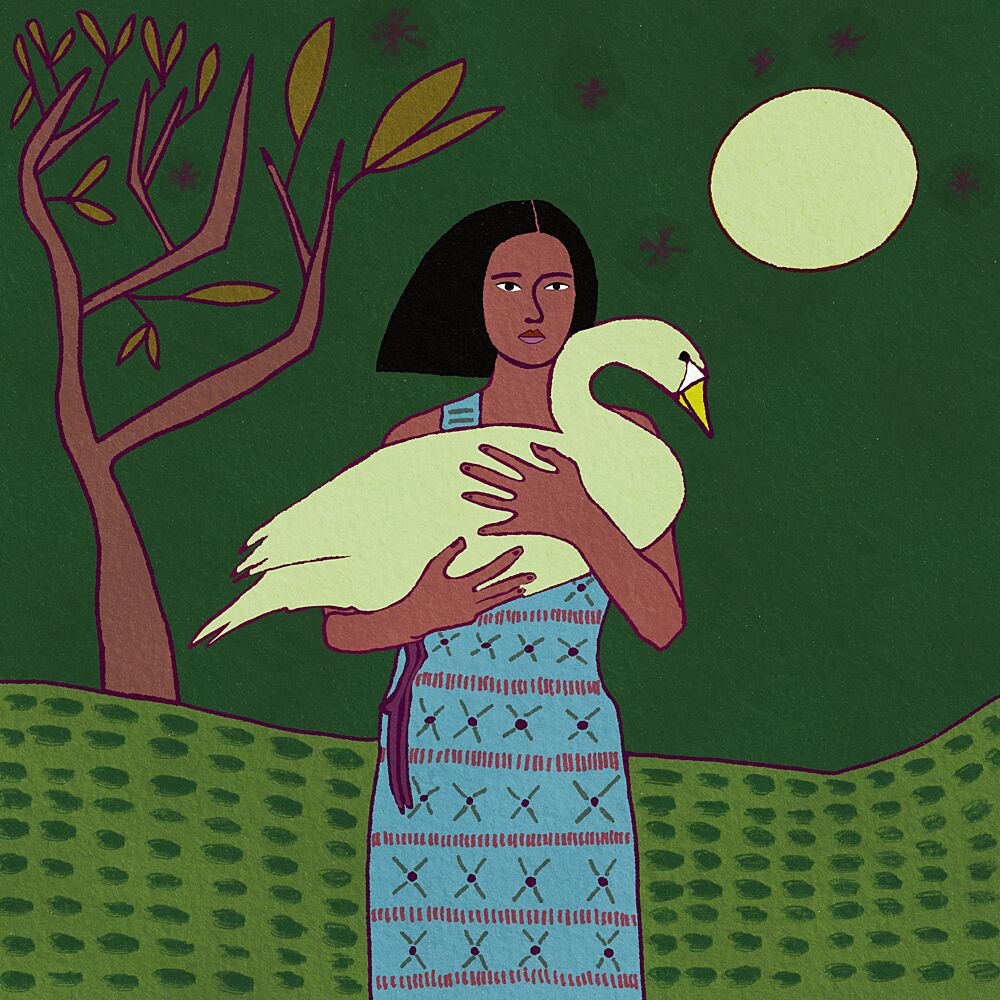 Moonlit Woman Swan art print by Sharyn Bursic for $57.95 CAD