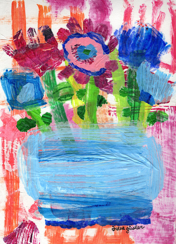 Colorful Handprint Flowers art print by Jules Gissler for $57.95 CAD