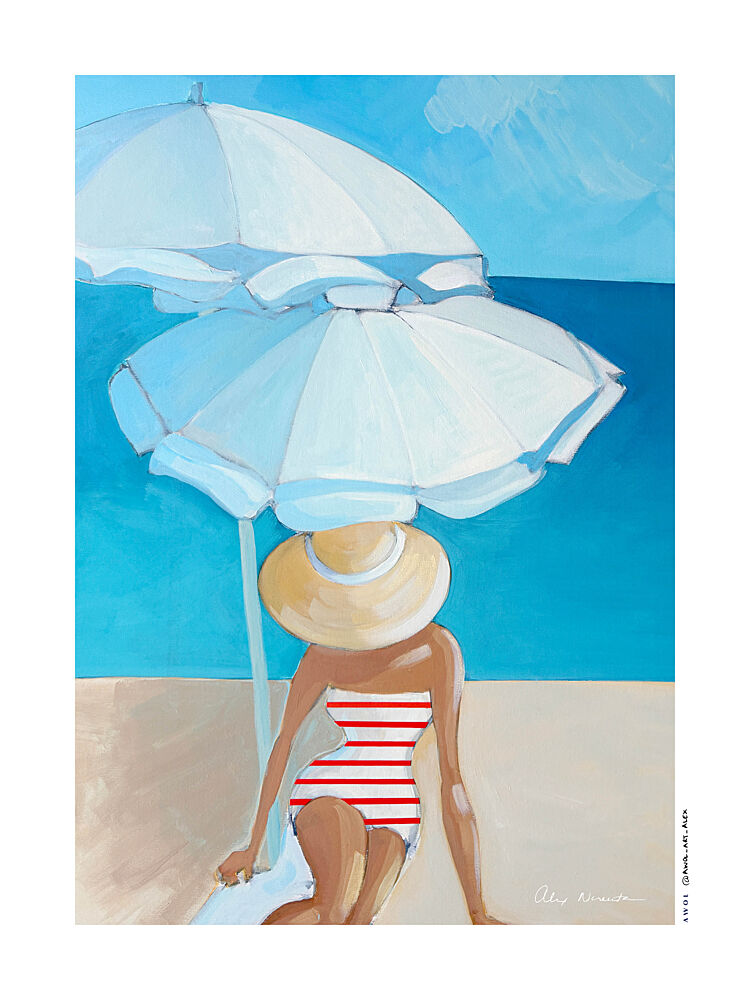 Striped Swimsuit Beach art print by Alex Nereuta for $57.95 CAD