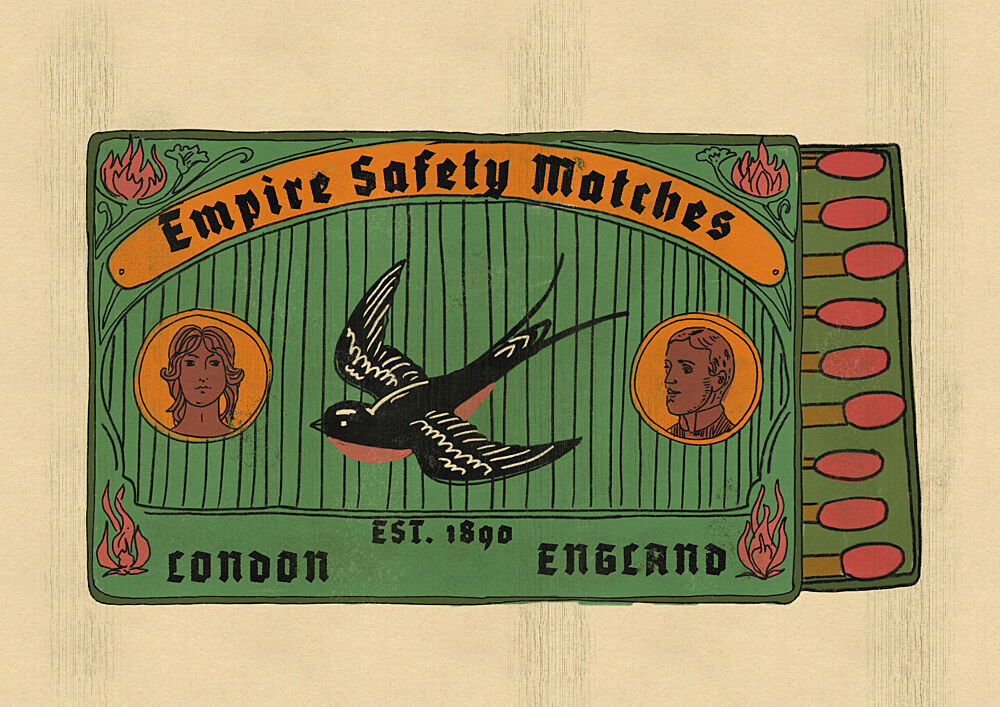 Vintage London Matches art print by Nicholas for $57.95 CAD