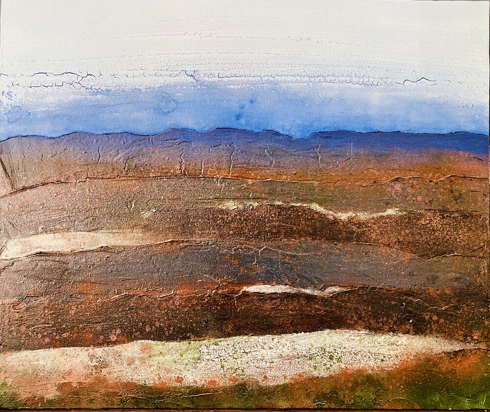 Abstract Layered Landscape art print by Berit Pihl for $57.95 CAD