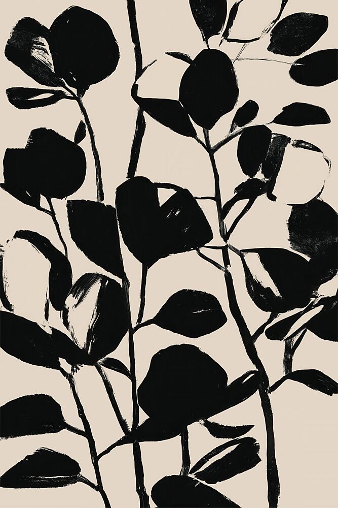 Modern Black Foliage art print by Melloi Art Prints for $57.95 CAD
