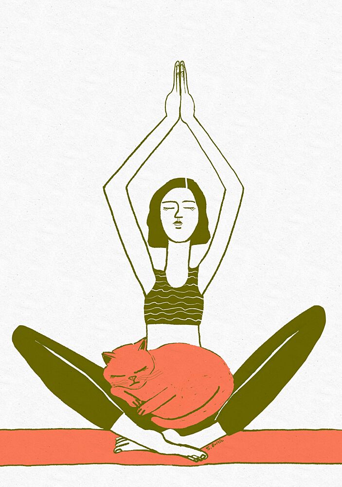 Calm Yoga Cat art print by Sharyn Bursic for $57.95 CAD
