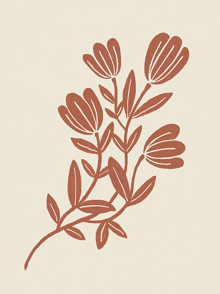 Terracotta Botanical Blooms art print by Krisztina Jung for $57.95 CAD